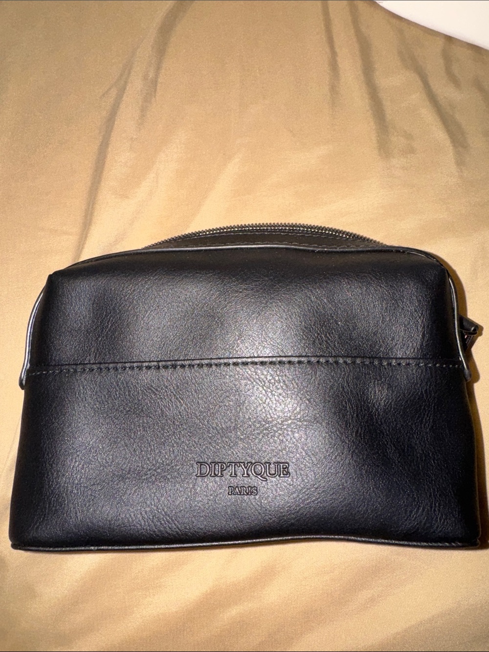 diptyque Black Leather Zip Toiletry Case Breast Cancer Exclusive